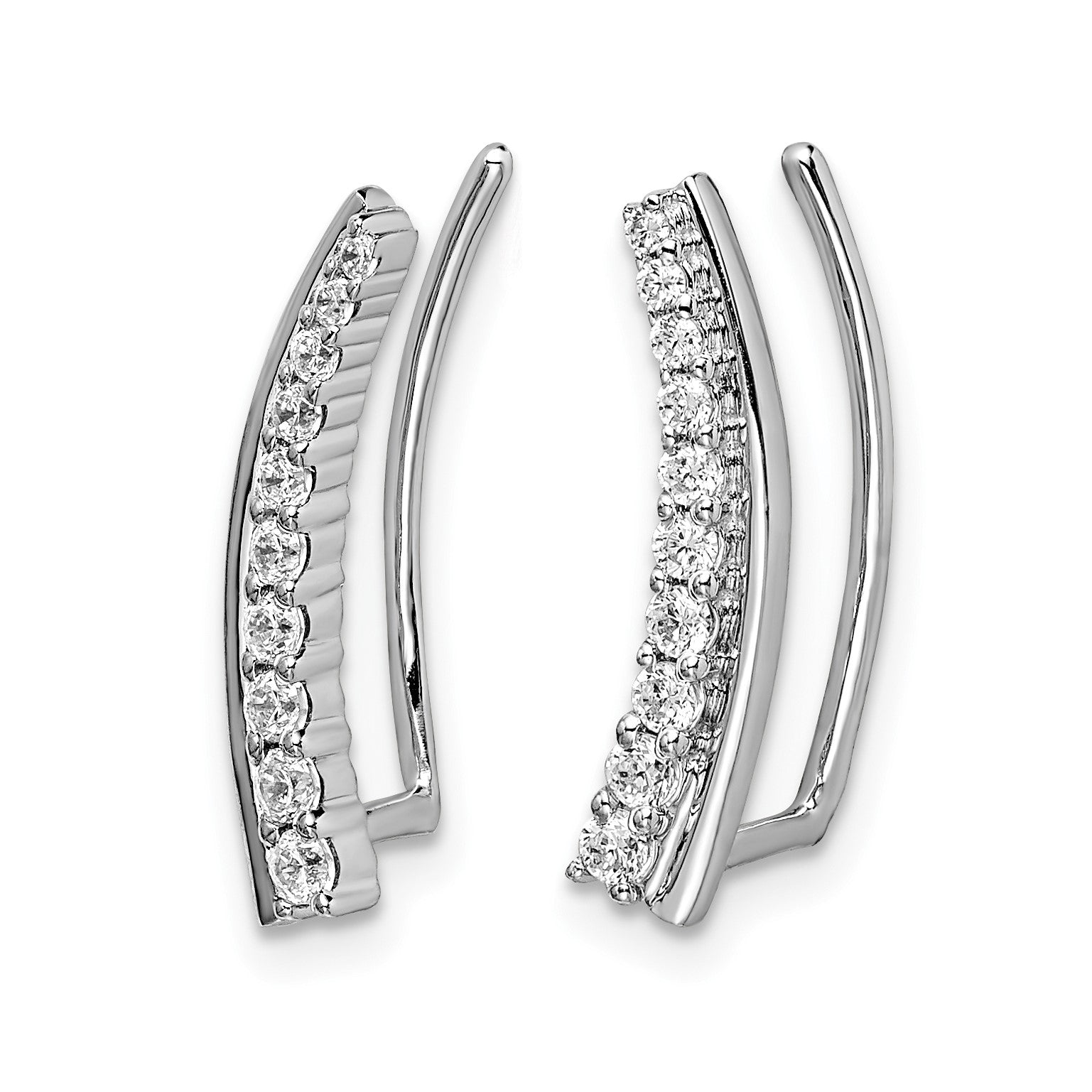 14K Weißgold Ohr-Climber mit echten Diamanten