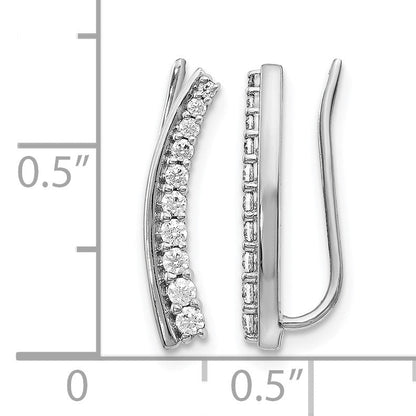 14K Weißgold Ohr-Climber mit echten Diamanten