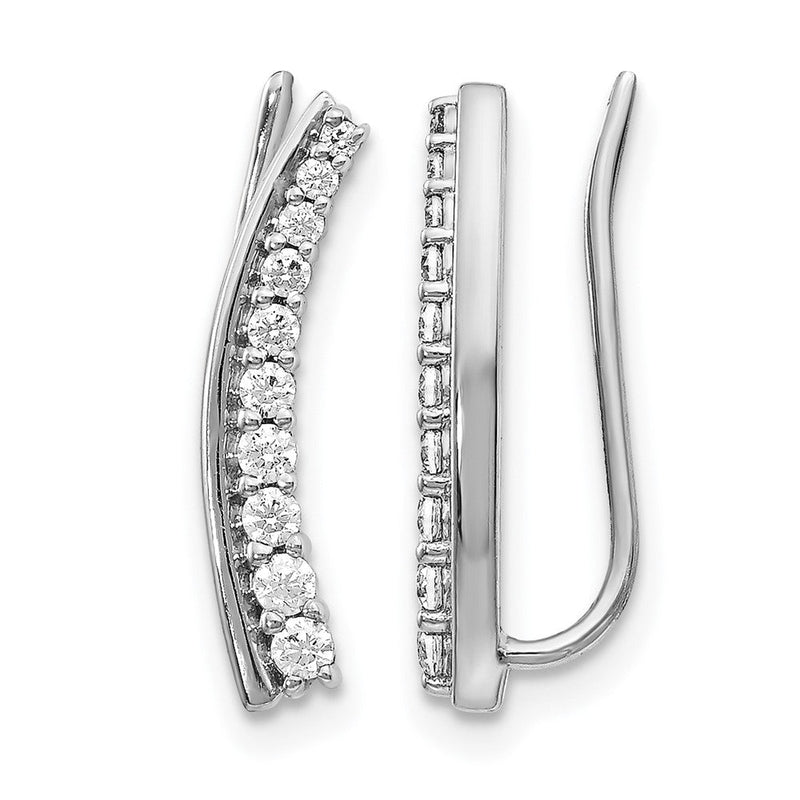 14K Weißgold Ohr-Climber mit echten Diamanten