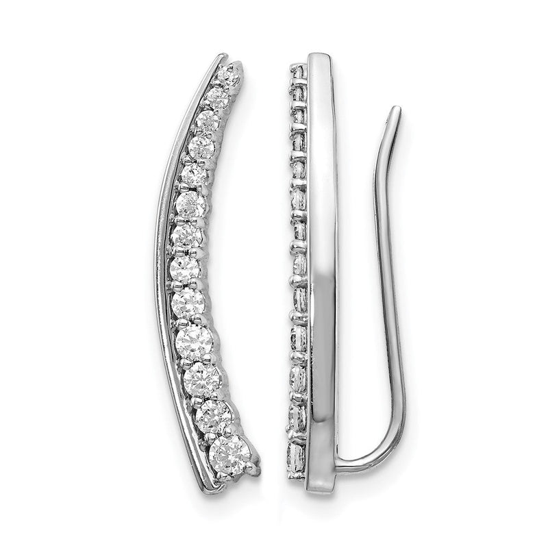 14K Weißgold Ohrklimmer-Ohrringe mit echtem Diamant