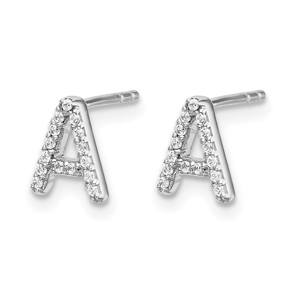 14K Weißgold Diamant-Buchstaben-Ohrstecker "A", Labor gezüchtet, VS/SI+ G+