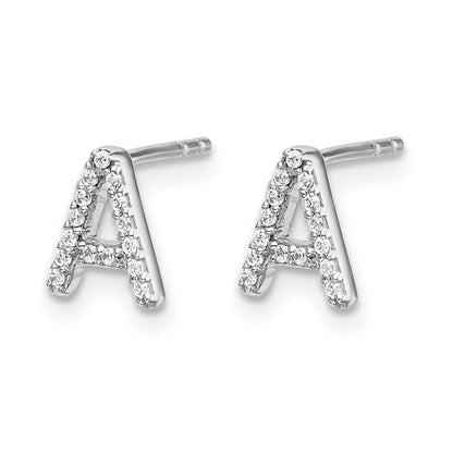 14K Weißgold Diamant-Buchstaben-Ohrstecker "A", Labor gezüchtet, VS/SI+ G+