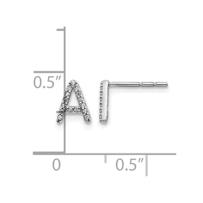 14K Weißgold Diamant-Buchstaben-Ohrstecker "A", Labor gezüchtet, VS/SI+ G+