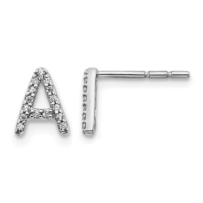 14K Weißgold Diamant-Buchstaben-Ohrstecker "A", Labor gezüchtet, VS/SI+ G+