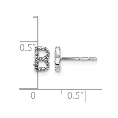 14K Weißgold Ohrringe mit echtem Diamant-Initial „B“