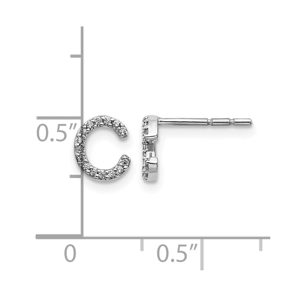 14K Weißgold Labor-Diamant VS/SI+ G+ Buchstabe C Initial-Ohrstecker