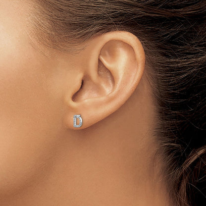 14K Weißgold Ohrringe mit echten Diamanten, Initiale „D“