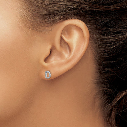 14K Weißgold Ohrringe mit echten Diamanten, Initiale „D“