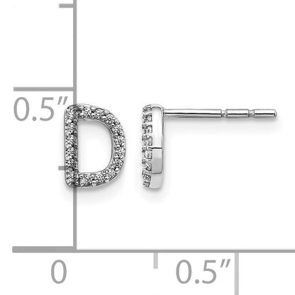 14K Weißgold Ohrringe mit echten Diamanten, Initiale „D“