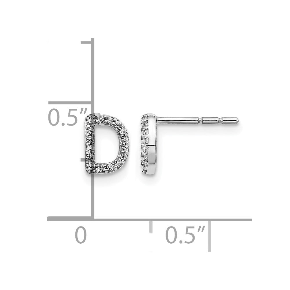 14K Weißgold Ohrringe mit echten Diamanten, Initiale „D“