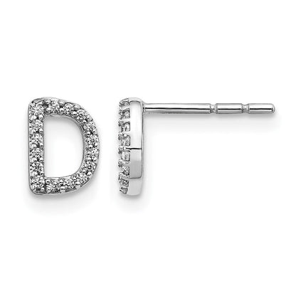 14K Weißgold Ohrringe mit echten Diamanten, Initiale „D“