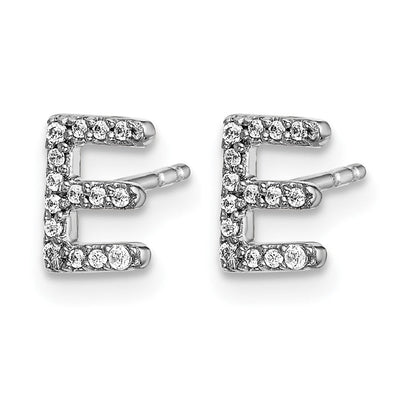 14K Weißgold Labor-Diamant Buchstabe E Initial-Ohrstecker, VS/SI+ G+