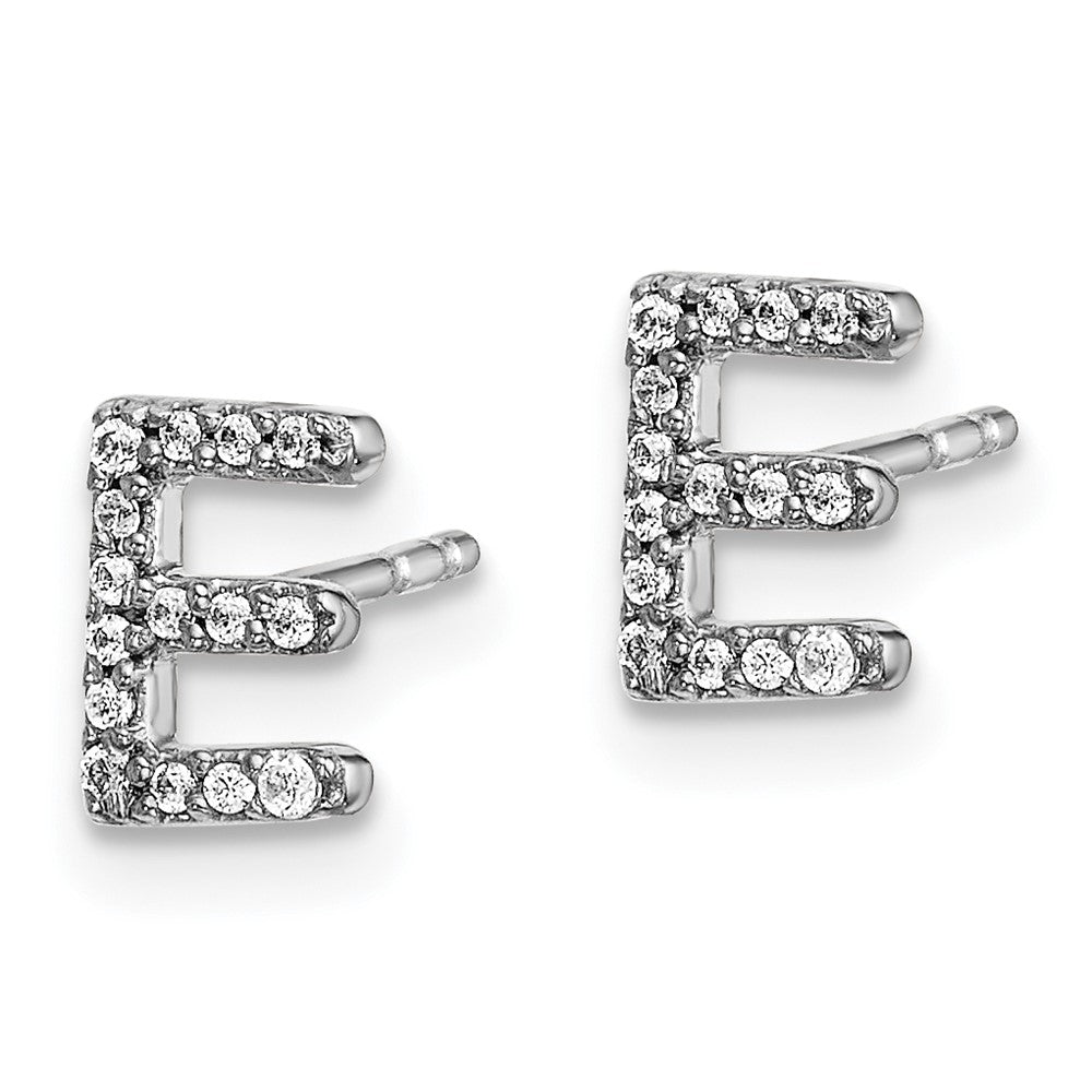 14K Weißgold Ohrringe mit echten Diamanten, Initiale „E"