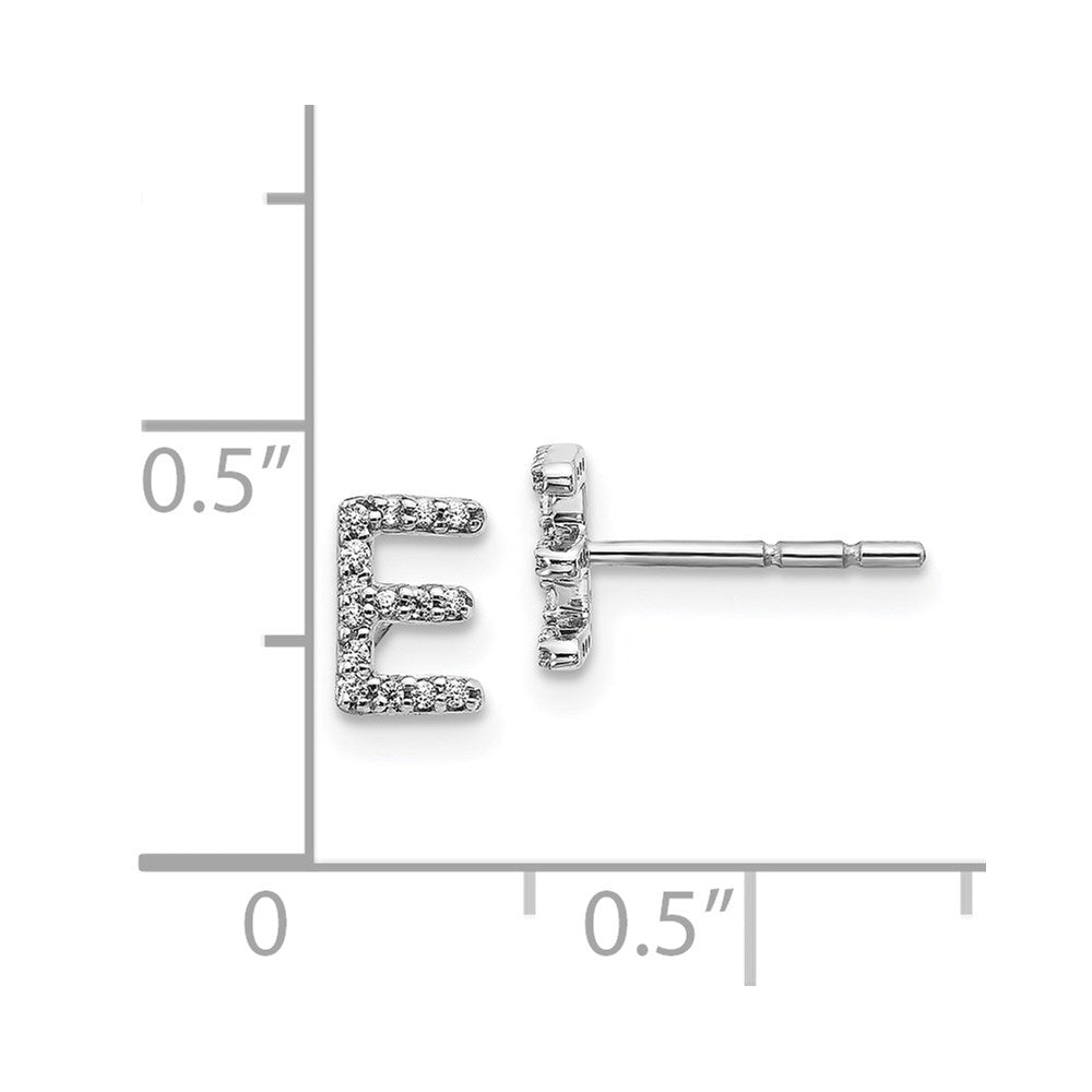 14K Weißgold Ohrringe mit echten Diamanten, Initiale „E"