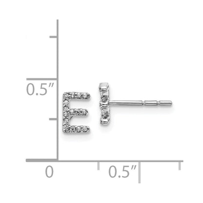 14K Weißgold Ohrringe mit echten Diamanten, Initiale „E"