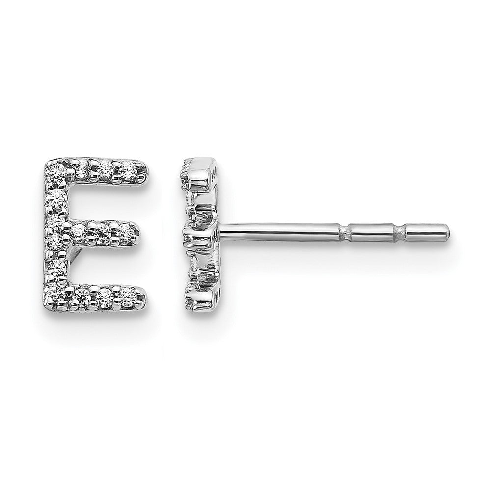 14K Weißgold Labor-Diamant Buchstabe E Initial-Ohrstecker, VS/SI+ G+