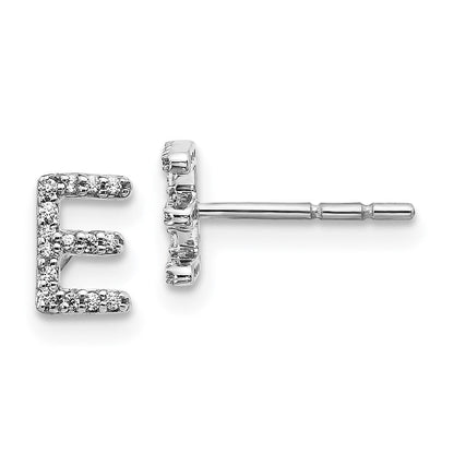 14K Weißgold Ohrringe mit echten Diamanten, Initiale „E"