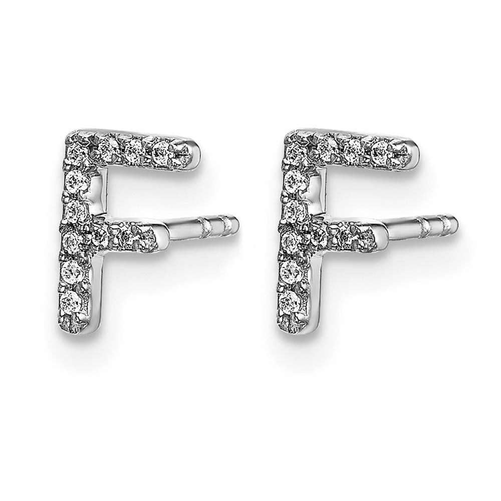 14K Weißgold Labor-gezüchtete VS/SI+ G+ Diamant Buchstabe F Initial Ohrstecker