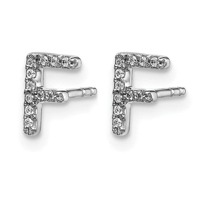 14K Weißgold Labor-gezüchtete VS/SI+ G+ Diamant Buchstabe F Initial Ohrstecker