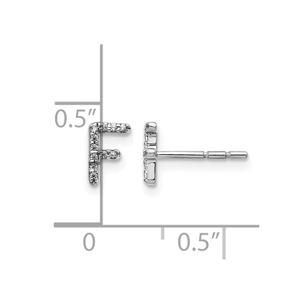14K Weißgold Ohrringe mit echtem Diamant-Initial "F"