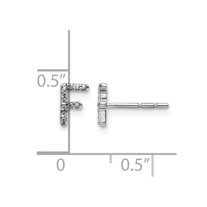 14K Weißgold Ohrringe mit echtem Diamant-Initial "F"