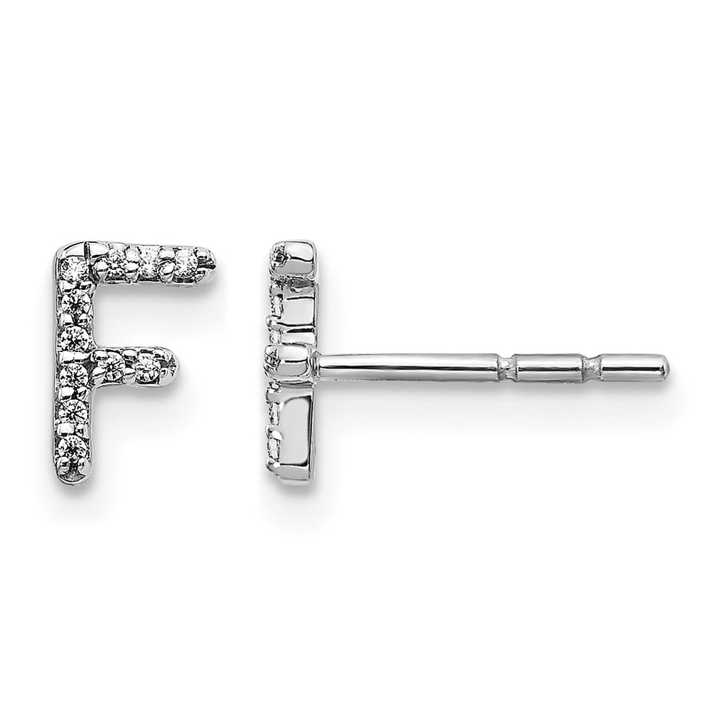 14K Weißgold Ohrringe mit echtem Diamant-Initial "F"