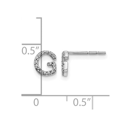 14K Weißgold Laborgezüchtete VS/SI+ G+ Diamant Buchstabe G Initial Ohrstecker