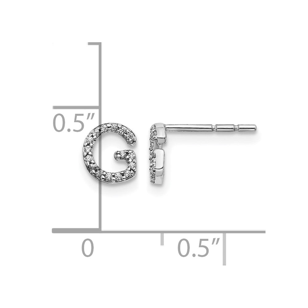 14K Weißgold Ohrringe mit echten Diamanten, Buchstabe G