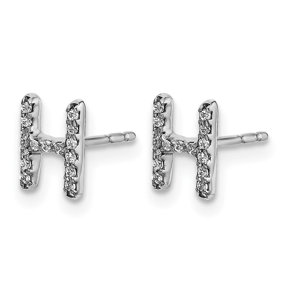 14K Weissgold Laborgezüchtete Diamant-Buchstaben-Initial-Ohrstecker VS/SI+ G+
