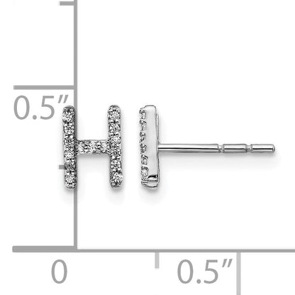 14K Weißgold Ohrringe mit echten Diamanten, Buchstabe H
