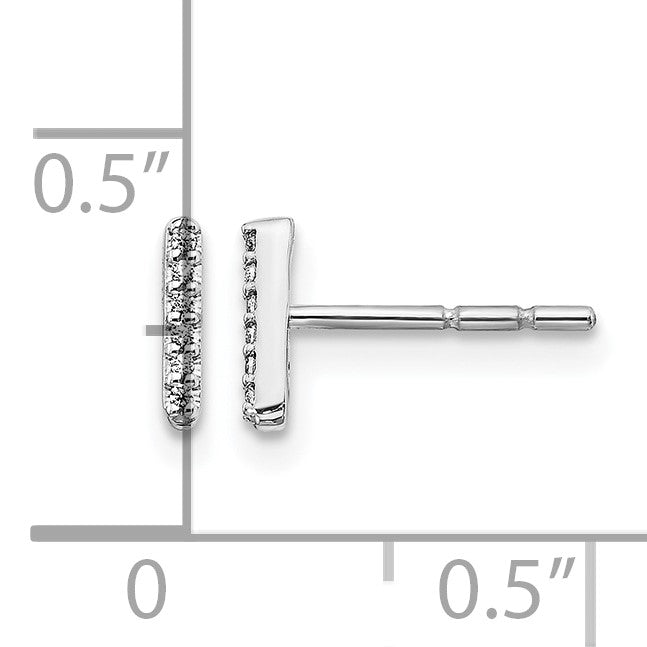 14K Weißgold Ohrringe mit echten Diamanten, Initiale „I“
