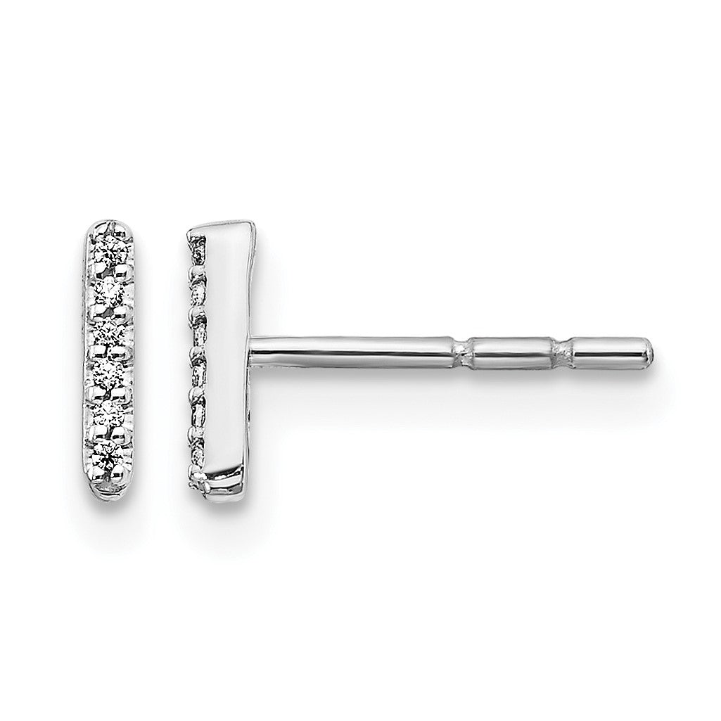 14K Weißgold Ohrringe mit echten Diamanten, Initiale „I“