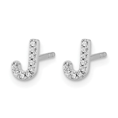 14K Weißgold Diamant-Buchstaben-Ohrstecker „J" Labor gewachsen, VS/SI+ G+