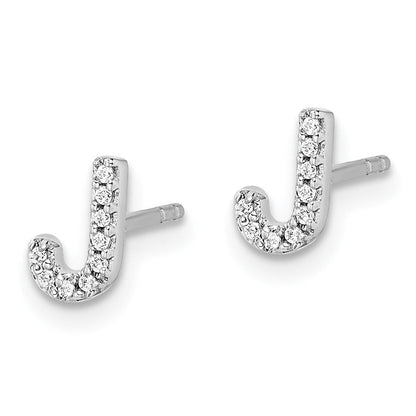 14K Weißgold Ohrringe mit echten Diamanten, Initiale J