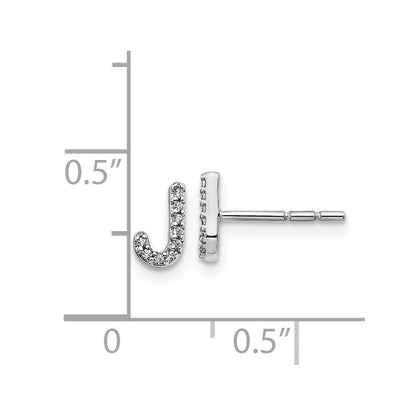 14K Weißgold Ohrringe mit echten Diamanten, Initiale J