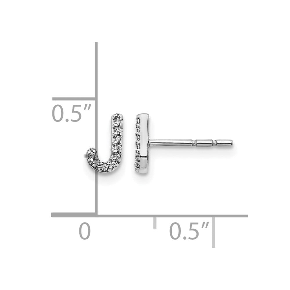 14K Weißgold Diamant-Buchstaben-Ohrstecker „J" Labor gewachsen, VS/SI+ G+