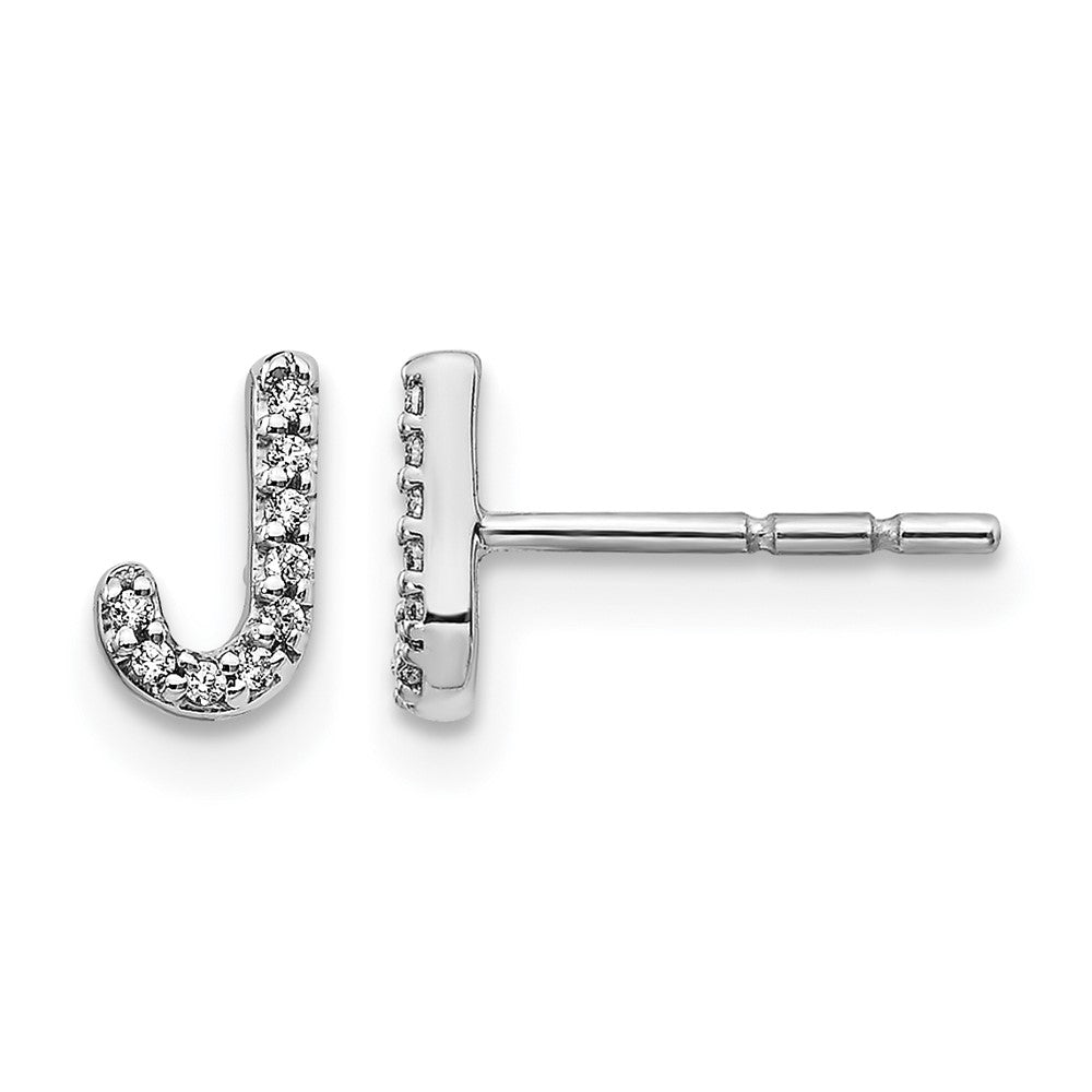 14K Weißgold Diamant-Buchstaben-Ohrstecker „J" Labor gewachsen, VS/SI+ G+