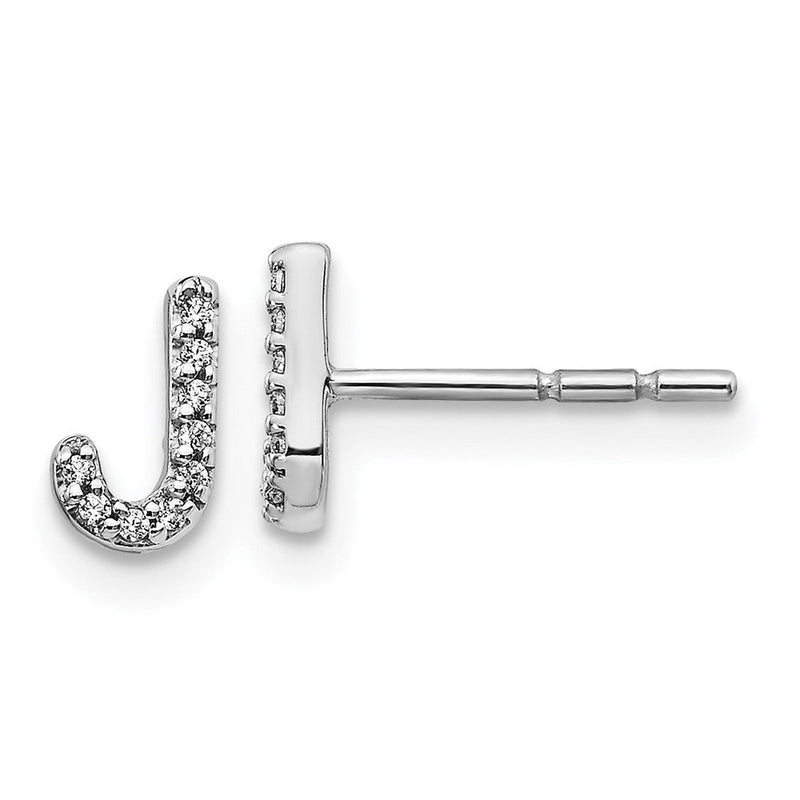 14K Weißgold Ohrringe mit echten Diamanten, Initiale J