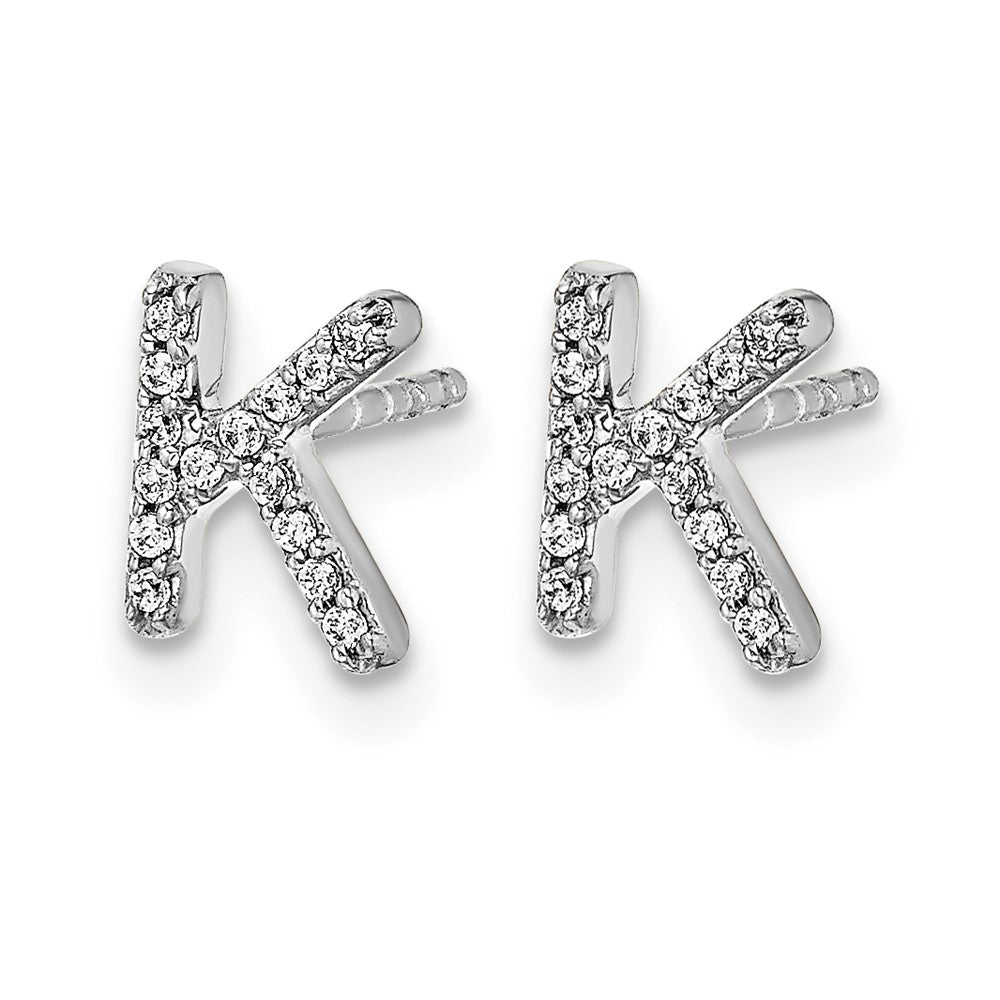 14K Weißgold Ohrringe mit echten Diamanten, Initiale K
