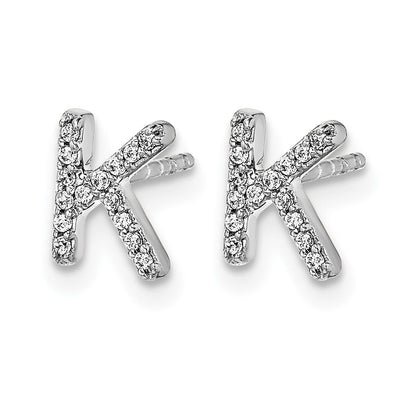 14K Weißgold Ohrringe mit echten Diamanten, Initiale K
