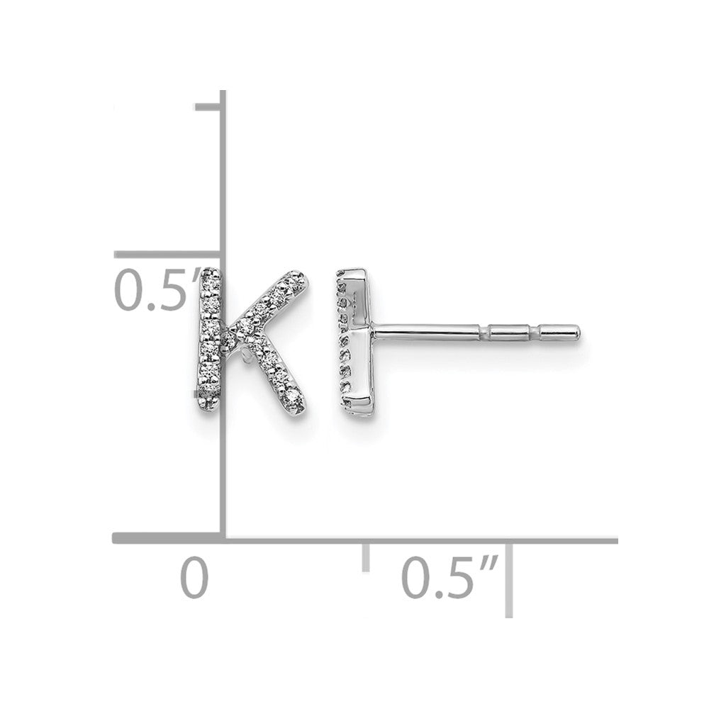 14K Weißgold Ohrstecker mit Buchstabe „K" und Diamanten aus dem Labor (VS/SI+, G+)