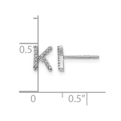 14K Weißgold Ohrringe mit echten Diamanten, Initiale K