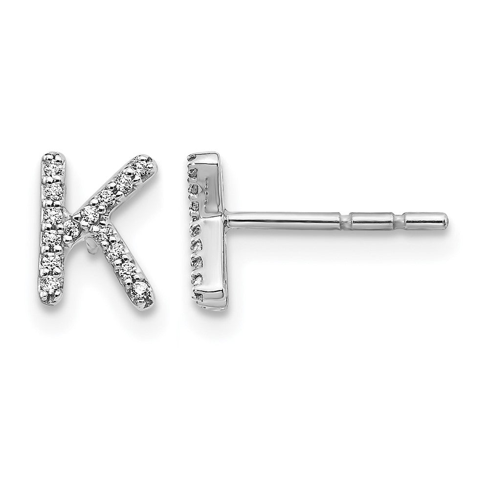 14K Weißgold Ohrringe mit echten Diamanten, Initiale K