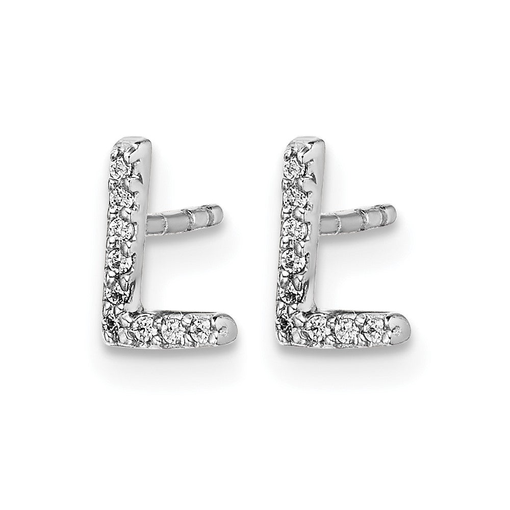14K Weißgold Laborgezüchtete VS/SI+ G+ Diamant Buchstabe L Initial Ohrstecker