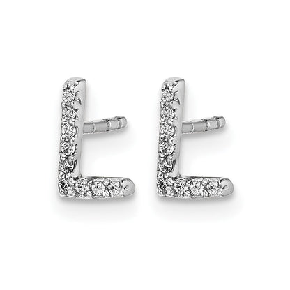 14K Weißgold Laborgezüchtete VS/SI+ G+ Diamant Buchstabe L Initial Ohrstecker