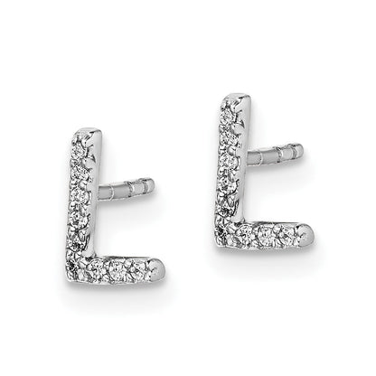 14K Weißgold Ohrringe mit echten Diamanten, Initiale L