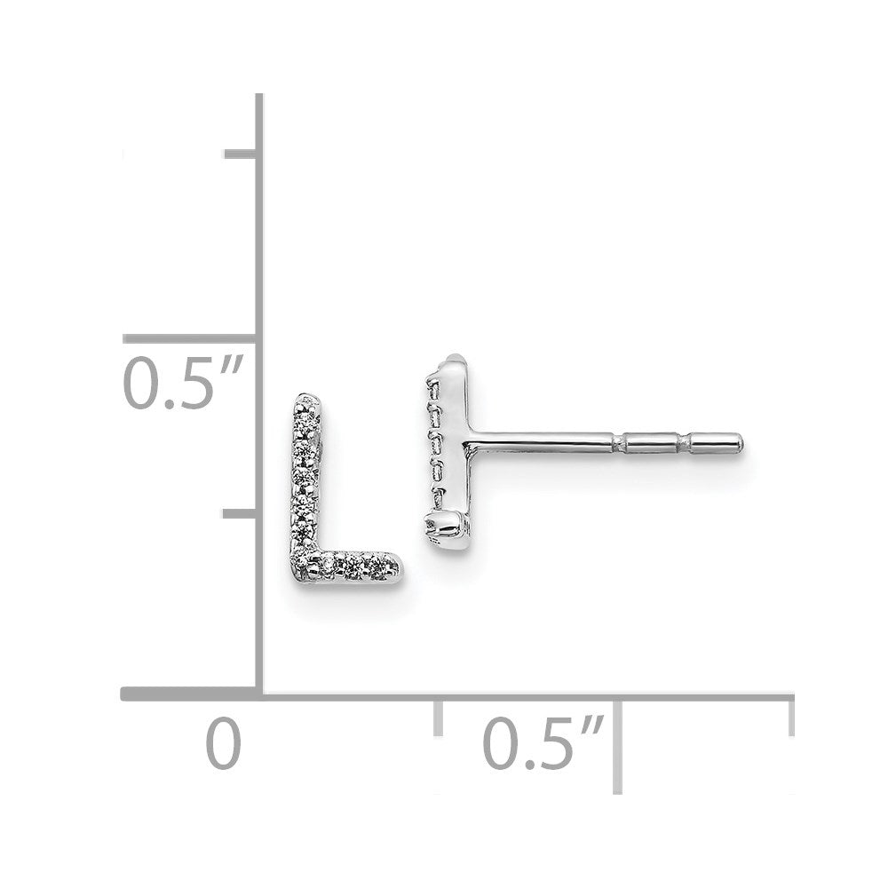 14K Weißgold Ohrringe mit echten Diamanten, Initiale L