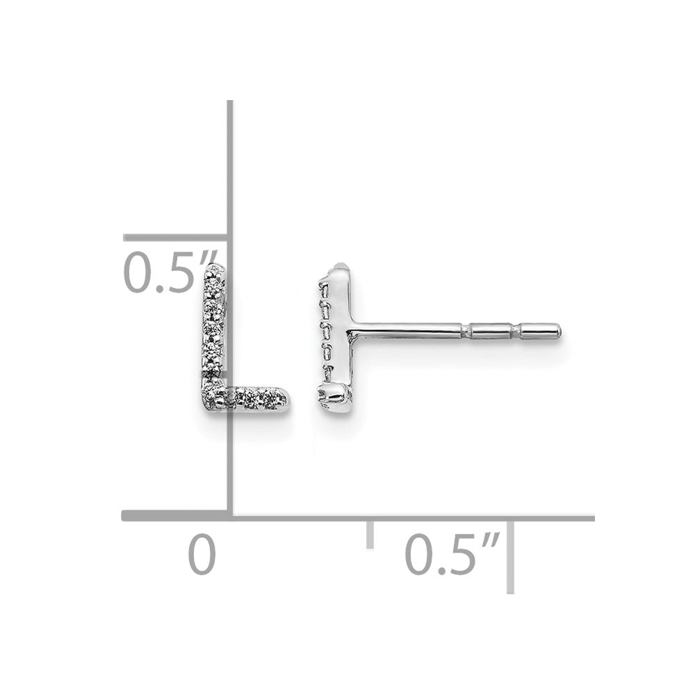 14K Weißgold Laborgezüchtete VS/SI+ G+ Diamant Buchstabe L Initial Ohrstecker