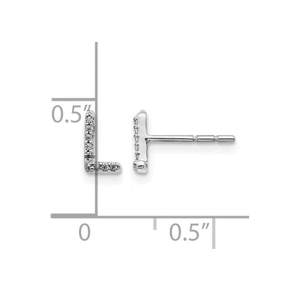 14K Weißgold Laborgezüchtete VS/SI+ G+ Diamant Buchstabe L Initial Ohrstecker