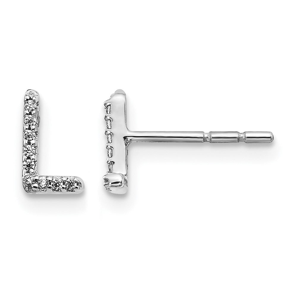 14K Weißgold Laborgezüchtete VS/SI+ G+ Diamant Buchstabe L Initial Ohrstecker